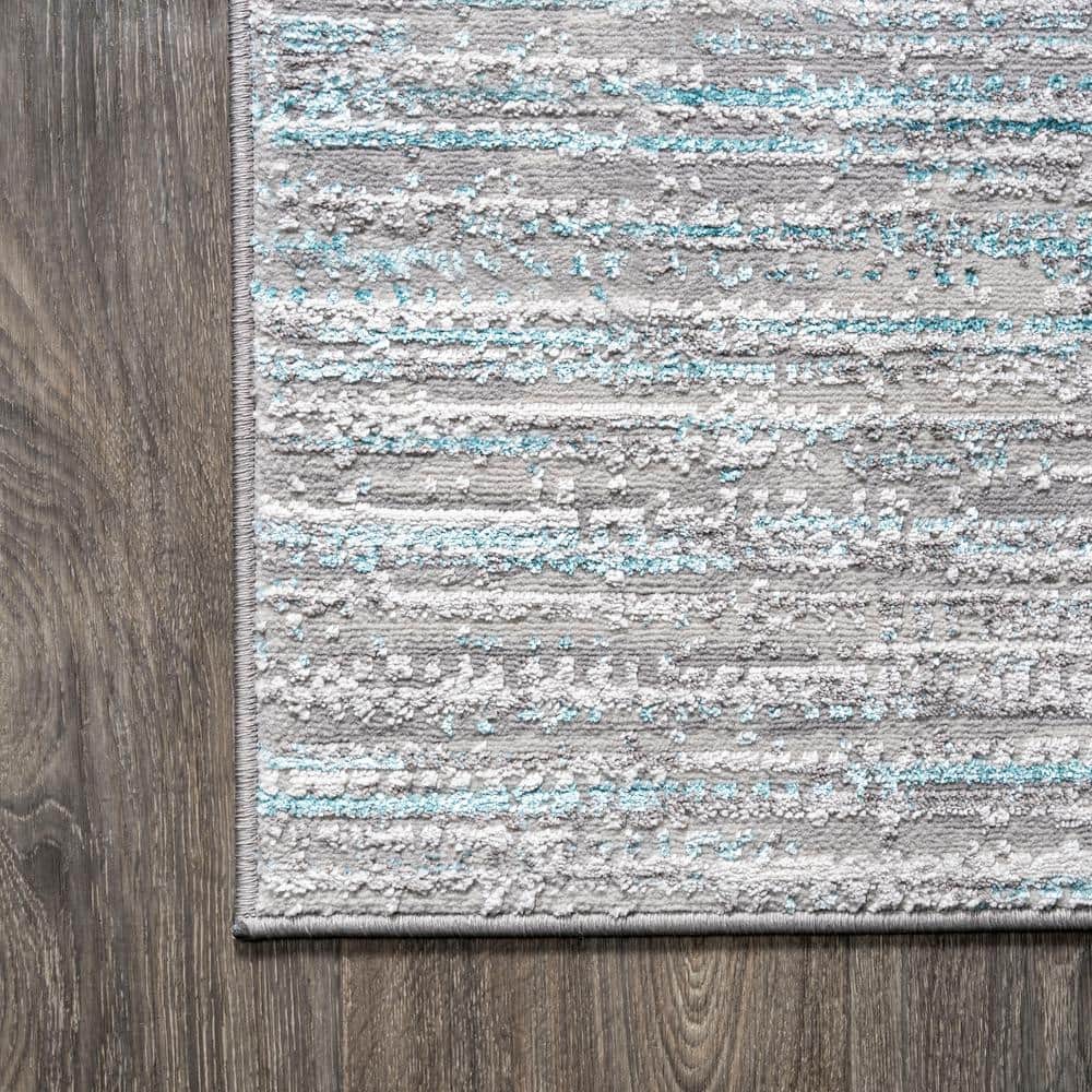 Reversible Gray Stripe Synthetic 8' x 10' Easy-Care Area Rug