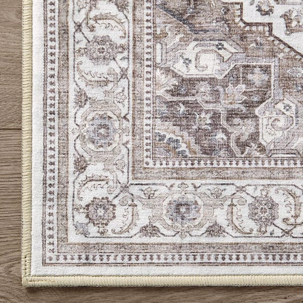 Rylan Cream Beige 2 ft. x 4 ft. Woven Oriental Polyester Accent Rug