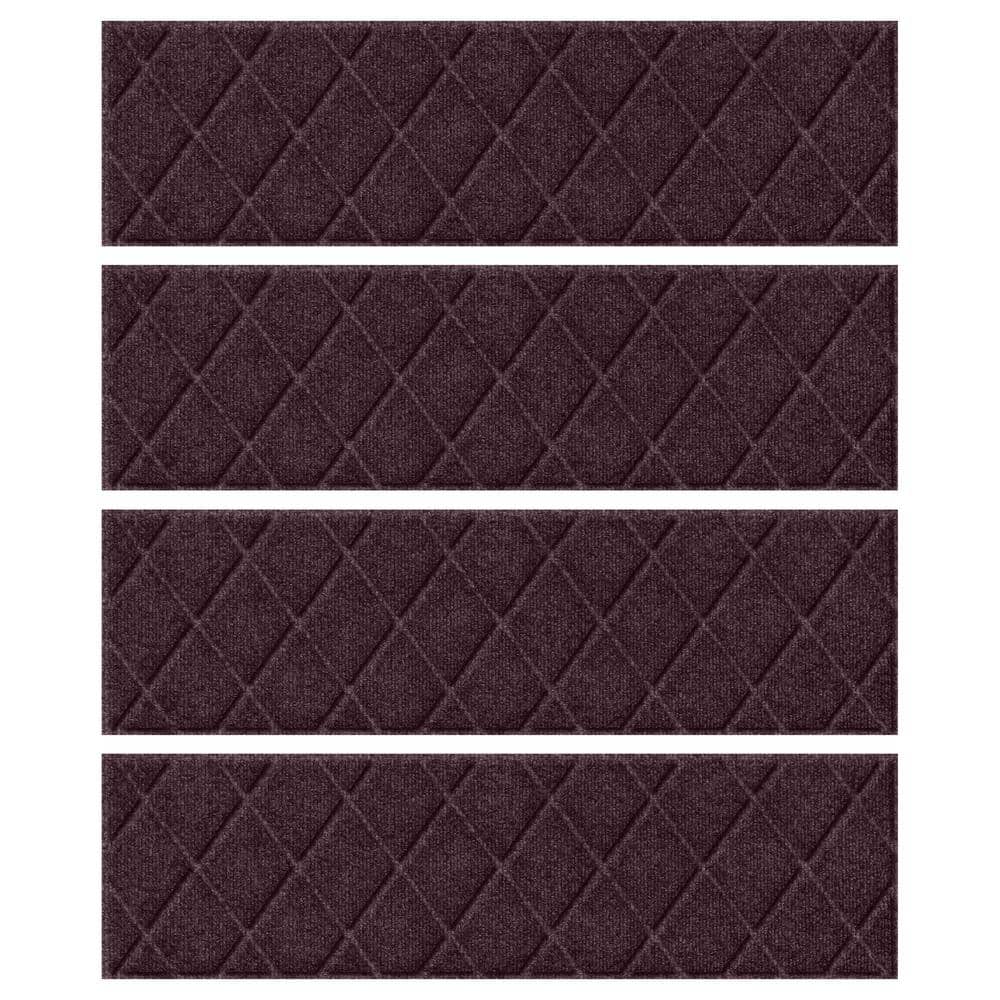 Waterhog Argyle Bordeaux 8.5 in. x 30 in. PET Polyester Indoor Outdoor Stai