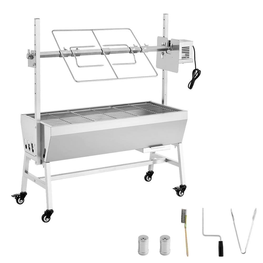 Rotisserie Grill, 38W BBQ Outdoor Pig & Lamb Spit Roaster, Charcoal Spit Roaster with 132 LBS. Capacity