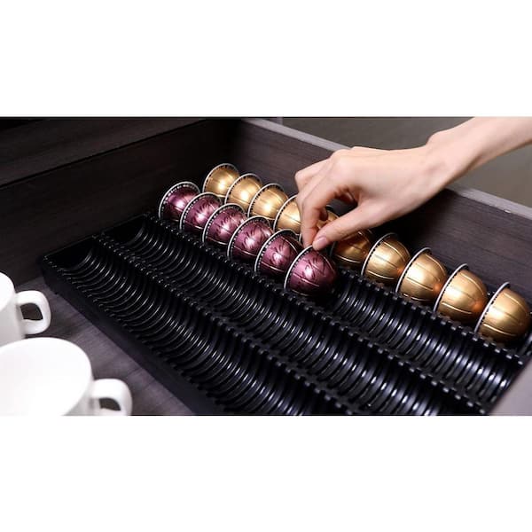 Lynzavix Black Coffee Pod Organizer Drawer Insert with Even Slot