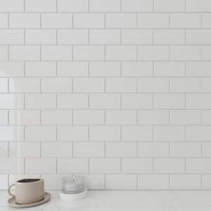 Bright White 3 in. x 6 in. x 8 mm Glass Subway Tile (5 sq. ft./case)