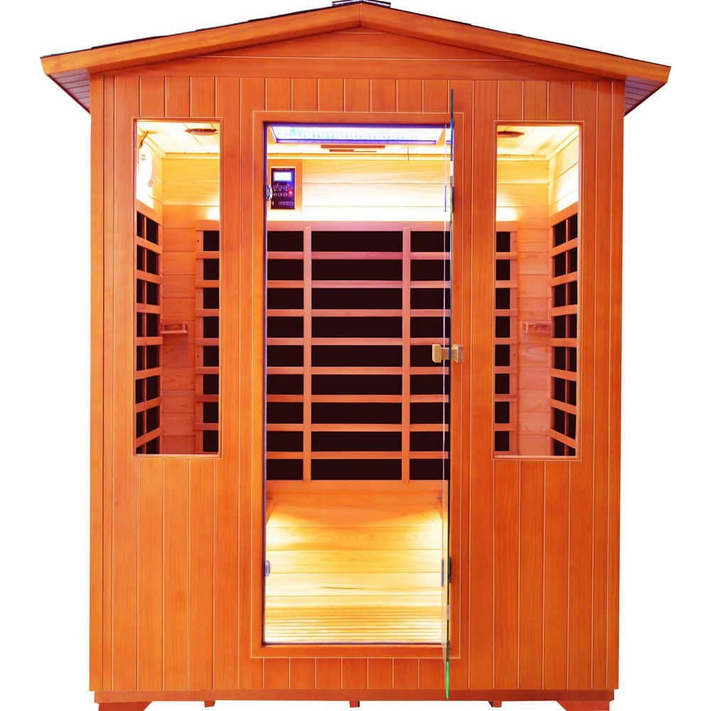 3-4 Person Outdoor Sauna with 11 Epoxy Heating Plates, Fir & Red Cedar Wood, LED Lights & Abyss Lamp price history on PriceWatchPro