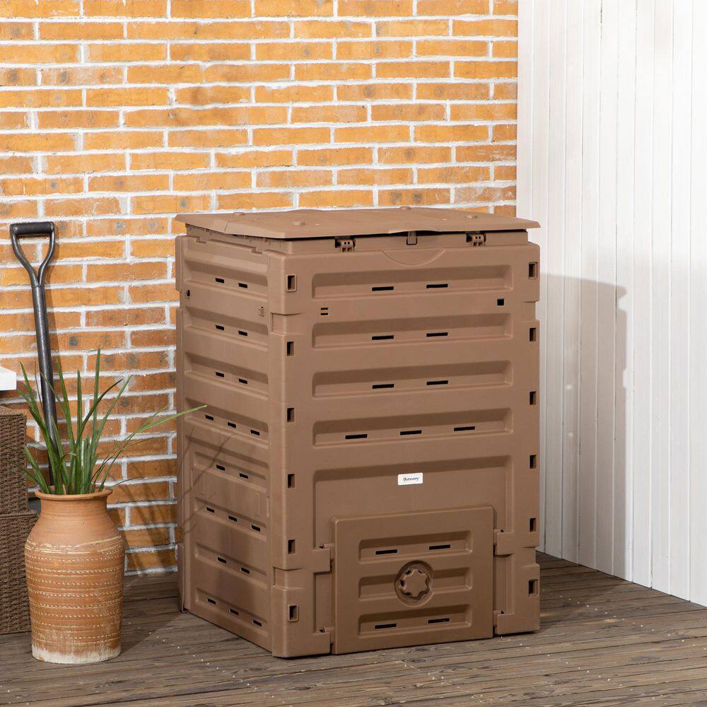 120 Gallon (450L) Outdoor Garden Composter w/80 Vents and 2 Sliding ...