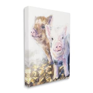 Baby Piglets Smiling Adorable Farm Animals By George Dyachenko Unframed Print Animal Wall Art 16 in. x 20 in.