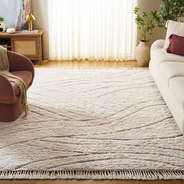 SAFAVIEH Vermont 8 ft. x 10 ft. Ivory Wavy Lines Area Rug VRM205A