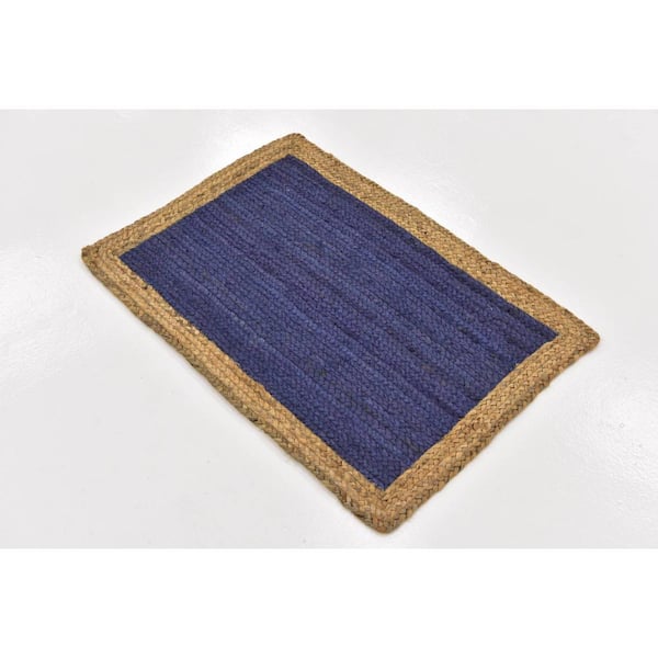 Braided Jute Goa Navy Blue 2' 0 x 3' 0 Area Rug