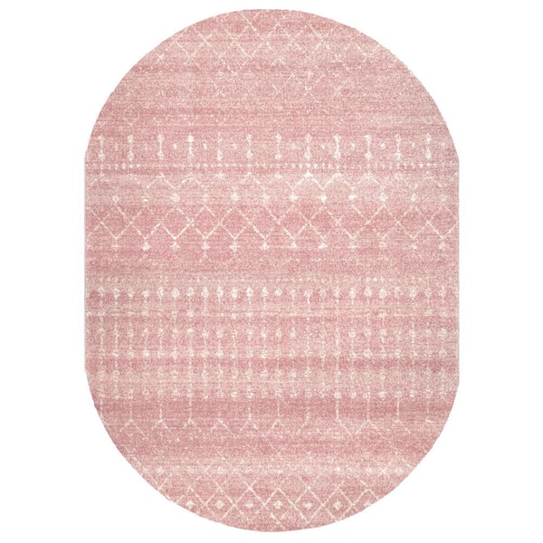 nuLOOM Blythe Modern Moroccan Trellis 4 ft. x 6 ft. Pink Oval Rug