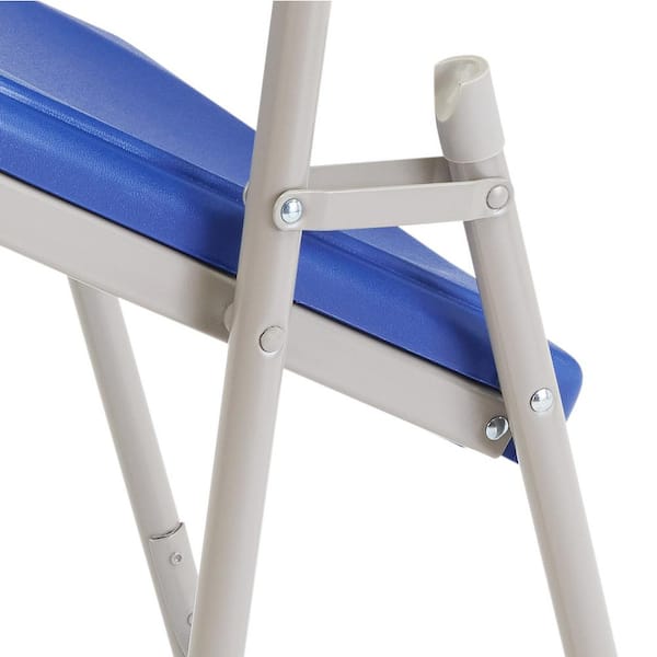 National Public Seating 805 Blue Plastic Seat Stackable Outdoor Safe Folding Chair (Set of 4) - 3