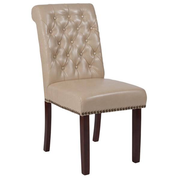 Flash Furniture Hercules Beige Leather, Red Leather Parsons Chair