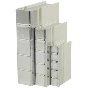 Silver Storage Book Box with Rectangle Shape (Set of 3)