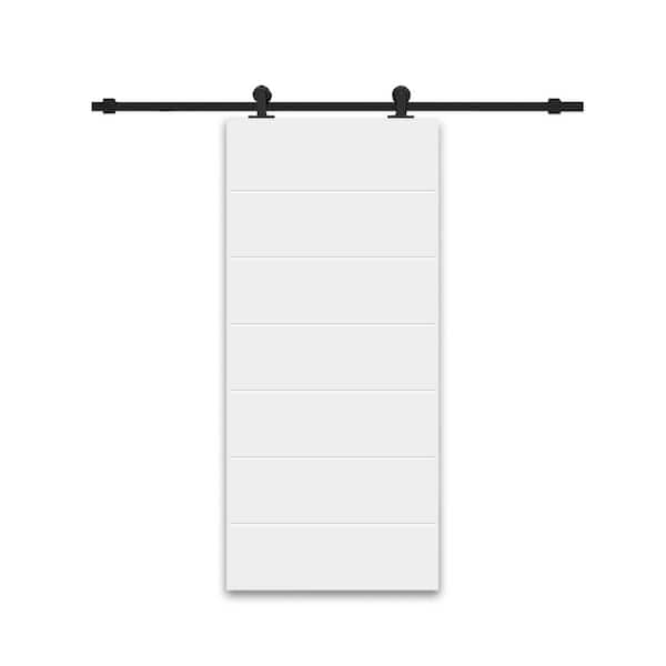 CALHOME 24 in. x 80 in. White Painted Composite MDF Paneled Interior Sliding Barn Door with Hardware Kit