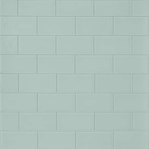 Ivy Hill Tile Contempo Seafoam 3 in. x .31 in. Frosted Glass Mosaic Floor and Wall Tile Sample