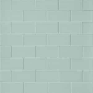 Contempo Seafoam 3 in x 6 in. 8mm Frosted Glass Subway Floor and Wall Tile (32 pieces 4 sq.ft/Box)