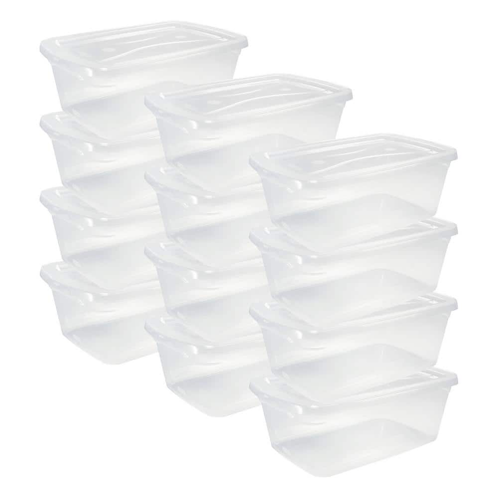 Rubbermaid 6034712 4.75 x 8.375 x 13.375 in. Cleverstore Stackable Storage Tote  Clear - Pack of 12