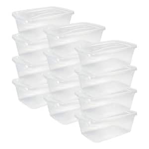 6 Qt. Latching Plastic Storage Tote Container and Lid, Clear (12-Pack)