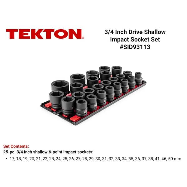 3/4 in. Drive 6-Point Impact Socket Set with Rails and Trays, 25-Piece (17-50 mm, Common Sizes)