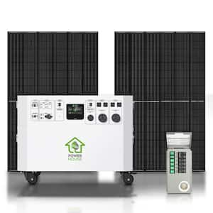 Powerhouse Gold PE 7,200-Watt Electric Switch Solar Generator with (2) 410-Watt Panels, Power Transfer Kit and Wheels