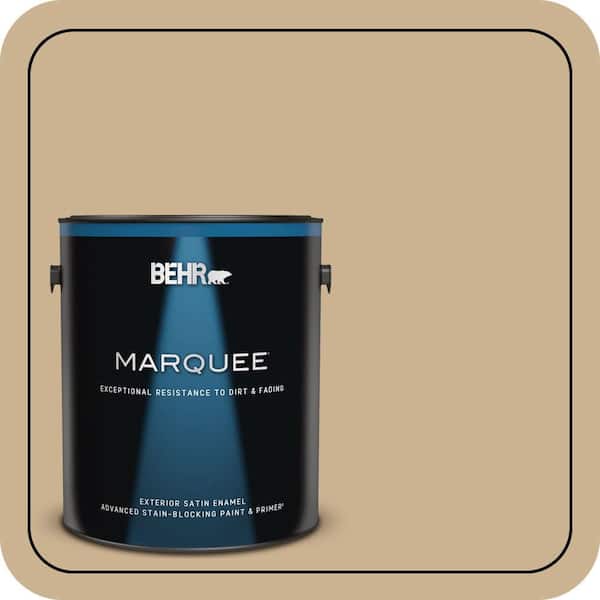 BEHR MARQUEE 1 gal. #PWL-84 Tropical Tan Satin Enamel Exterior Paint & Primer