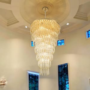 Camerlengo 13-Light Glam Luxury Gold Tiered Large Glass Chandelier for Dining Room