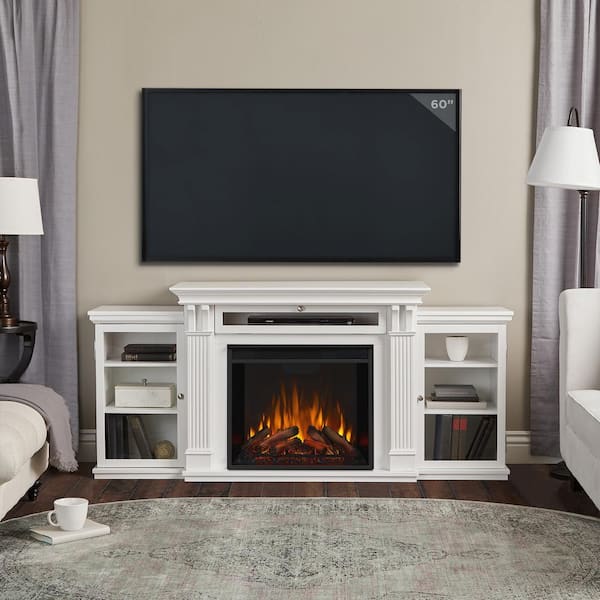 Real Flame Calie 67 in. Electric Fireplace TV Stand Entertainment Center in White