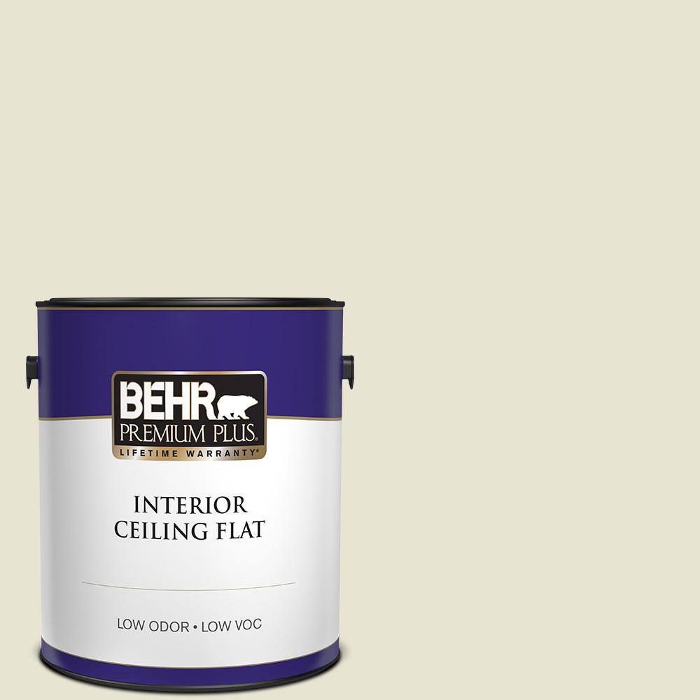 BEHR PREMIUM PLUS 1 qt. #73 Off White Ceiling Flat Interior Paint 55804 -  The Home Depot