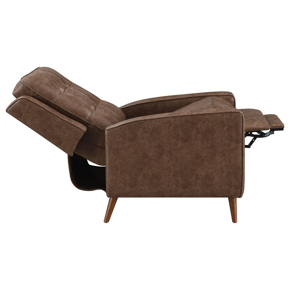 Davidson Brown Microfiber Transitional Recliner with Wood Legs
