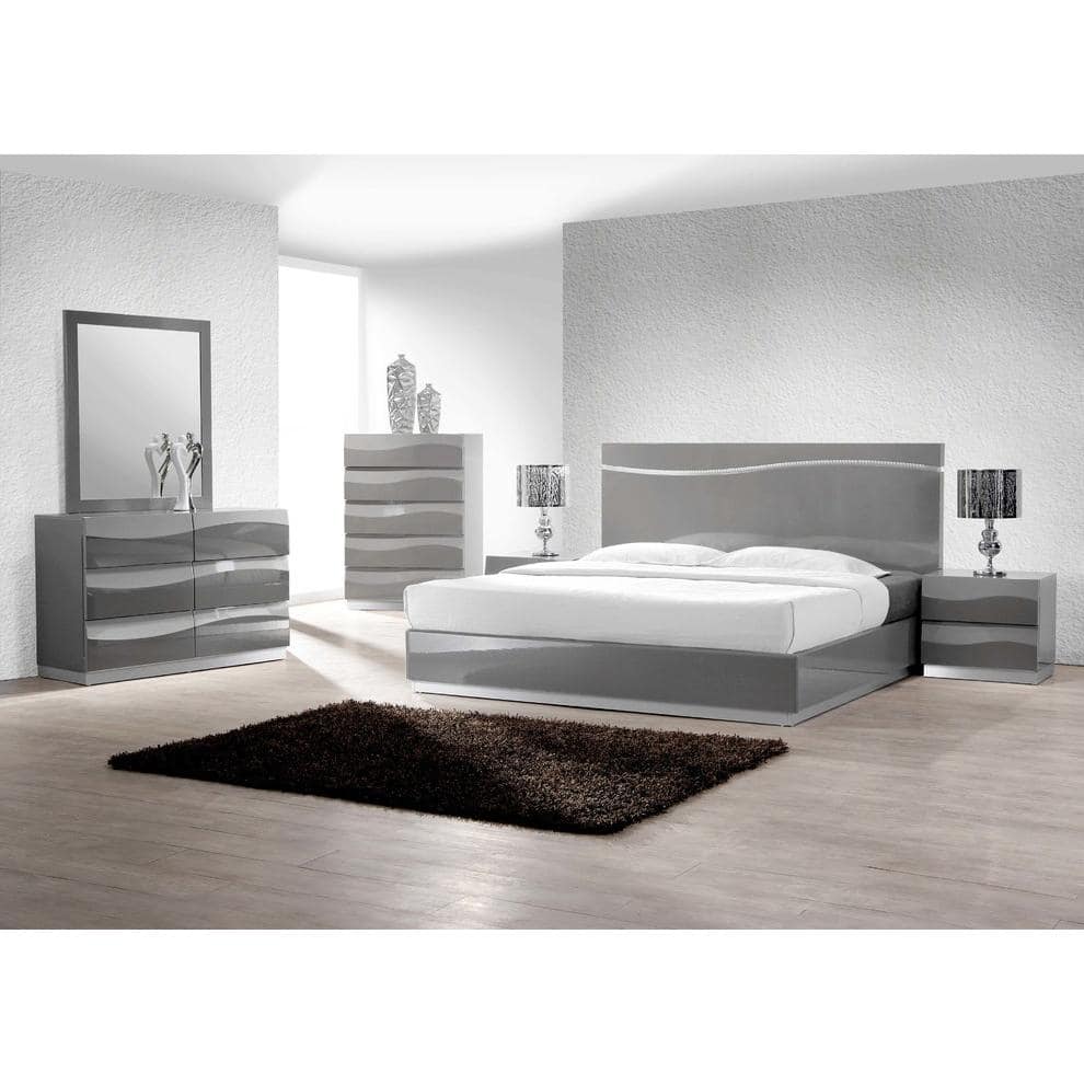 Leon Gray High Gloss Double Dresser with Soft Close Drawers