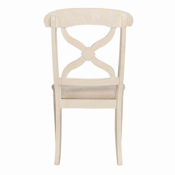 AndMakers Andrews Distressed Antique White Upholstered Solid Wood