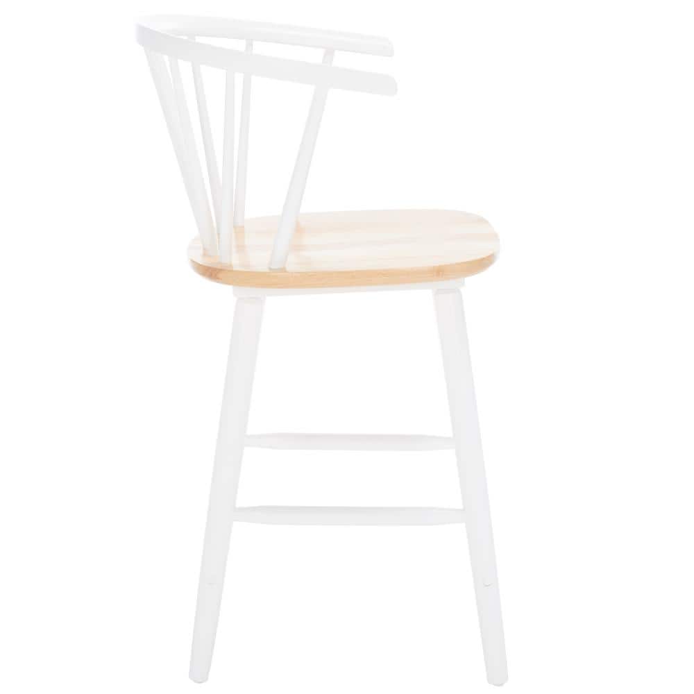 Natural and White Rubber Wood Counter Stool Set