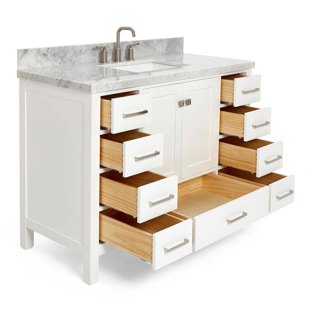 Cambridge 49" White Marble Top Single Sink Vanity
