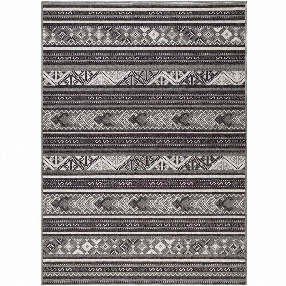 Black Polypropylene 6 ft. 7 in. x 9 ft. Geometric Indoor Area Rug
