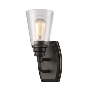 Annora 4.75 in. 1-Light Olde Bronze Wall Sconce Light with Clear Glass Shade with Bulb(s) Included