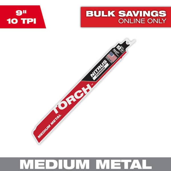 Milwaukee 9 in. 10 TPI TORCH Nitrus Carbide Teeth Medium Metal Cutting SAWZALL Reciprocating Saw Blade