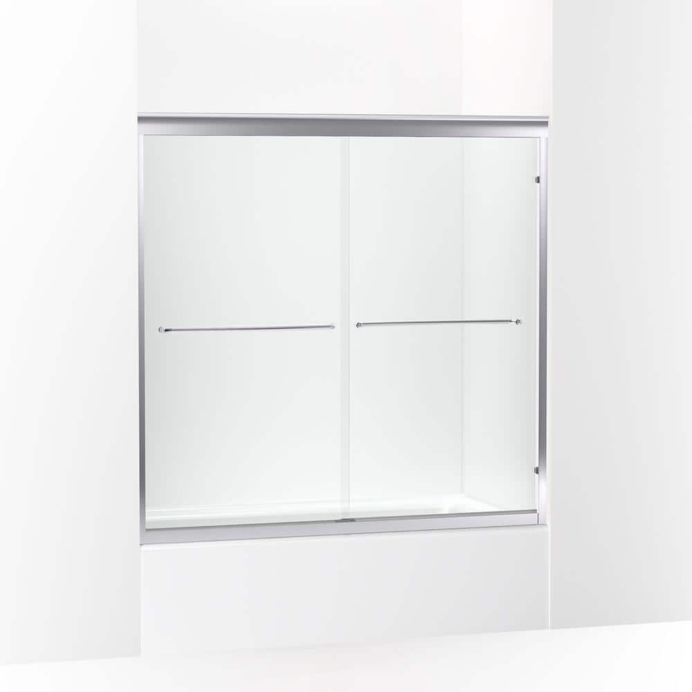 Fluence 59.625 in. W x 58 in. H Sliding Frameless Bathtub Door in Anodized Matte Nickel with Crystal Clear Glass -  KOHLER, 702200-6L-MX