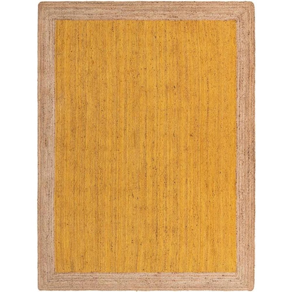 Unique Loom Braided Jute Goa Yellow 9 ft. x 12 ft. 2 in. Area Rug