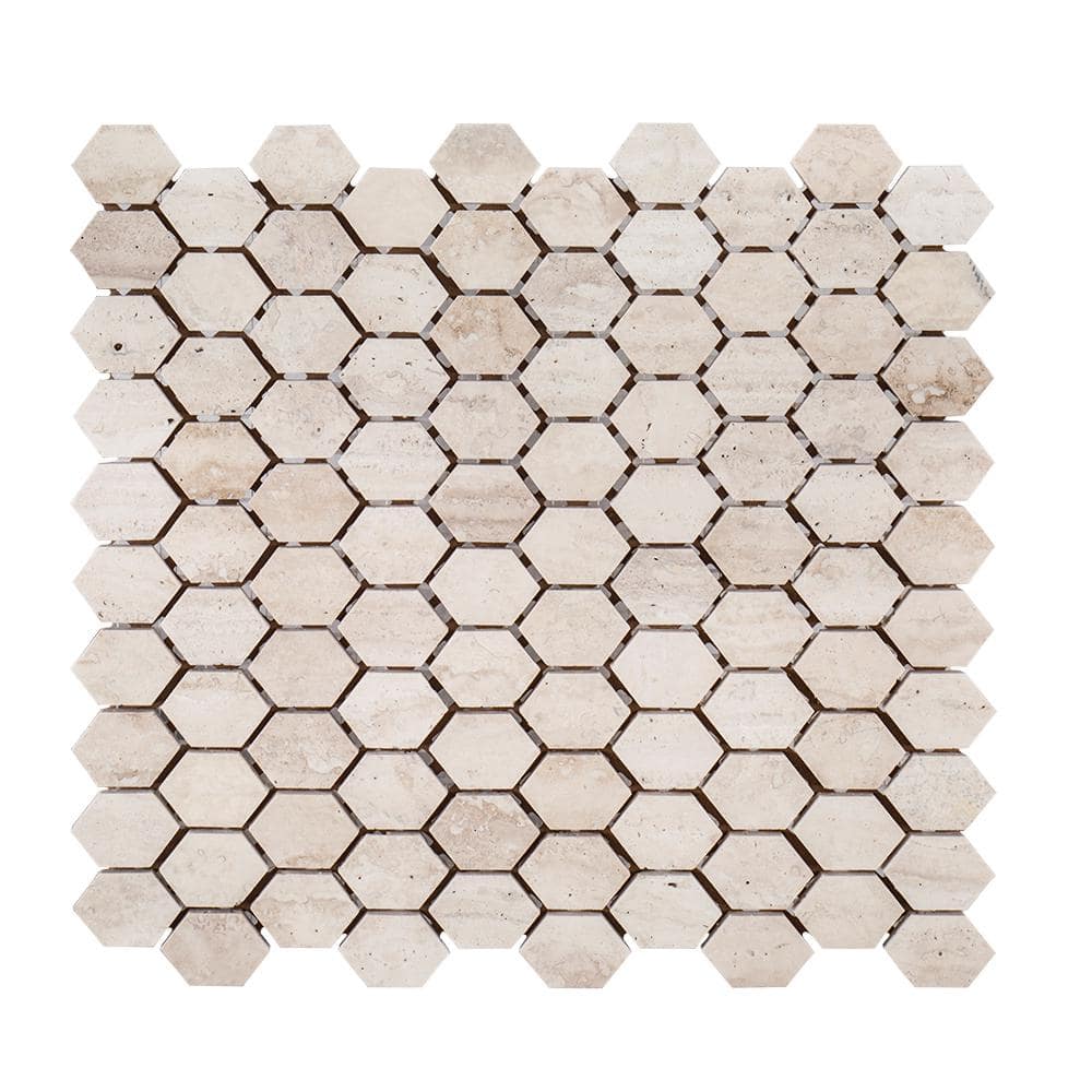 Jeffrey Court Travertine Constellation, Hexagon Travertine Tile