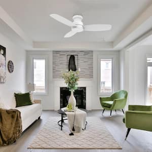 Airville 48 in. Indoor White 10-Speed DC Motor Flush Mount Ceiling Fan with Remote Control
