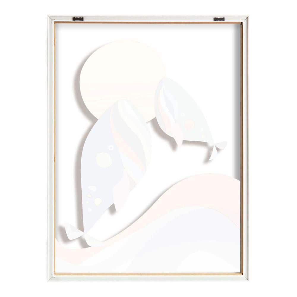 Modern Colorful Whales Framed Glass Art Print
