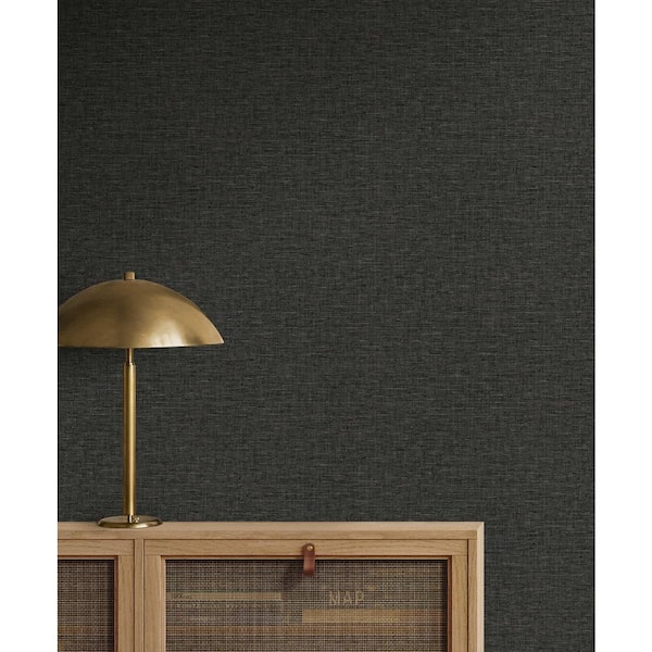 30.75 sq. ft. Wrought Iron The Donovan Faux Linen Vinyl Peel and Stick Wallpaper Roll