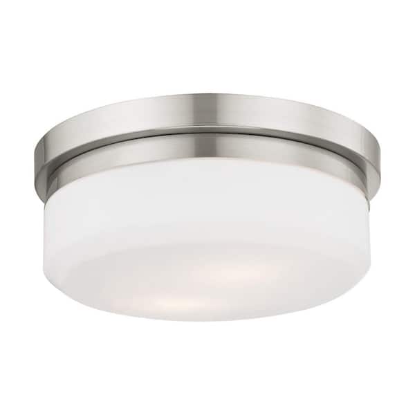 Livex Lighting Stratus 2 Light Brushed Nickel Flush Mount or Wall Mount