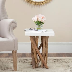 Hartwick White and Natural Side Table