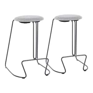 Finn 26 in. Black Counter Stool with Charcoal Fabric Upholstery (Set of 2)