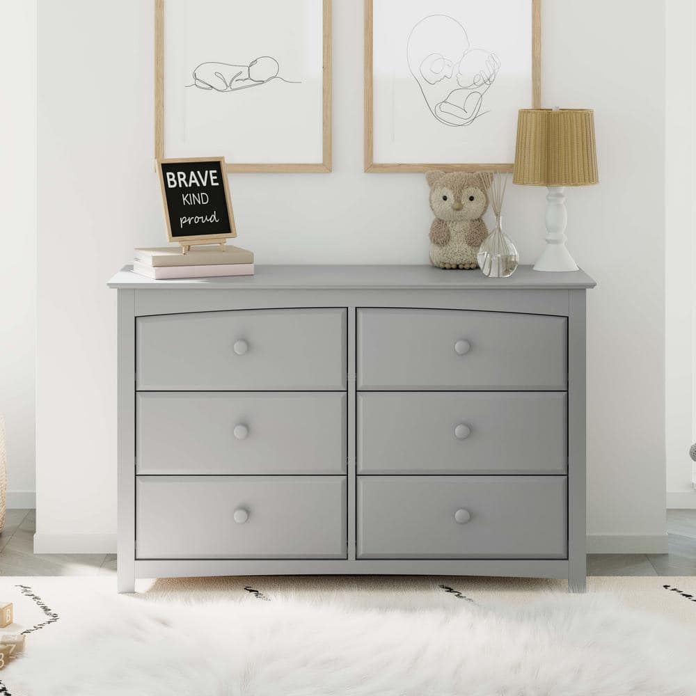 Pebble Gray Double Nursery Dresser with Six Drawers