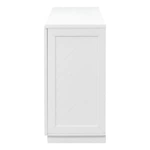 60 in. W x 16 in. D x 32 in. H White Linen Cabinet Sideboard with 4 Doors and Adjustable Shelves for Kitchen Dining Room