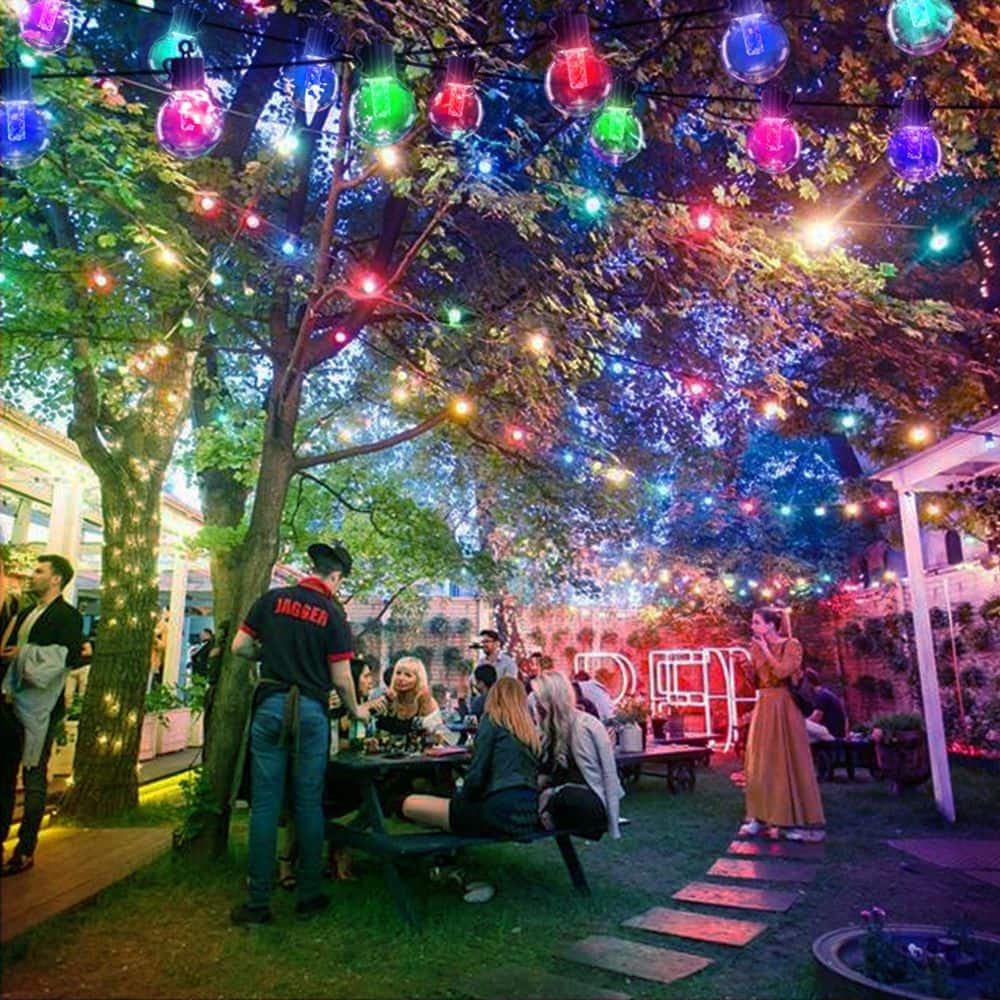50FT Multicolor Solar Powered Outdoor String Lights with USB Charging