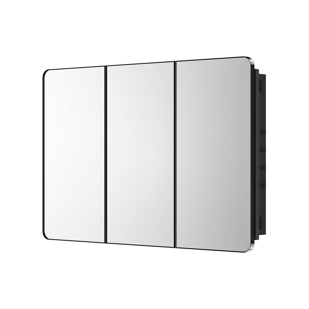 Keonjinn 48 x 32 Inch Black Bathroom Medicine Cabinets with Mirror  Adjustable Shelves Stainless Steel Frame 3 Doors Soft Closing Hinge Large  Modern