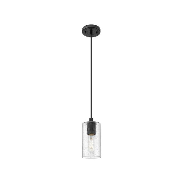 Innovations Crown Point 100Watt 1 Light Matte Black Shaded Pendant