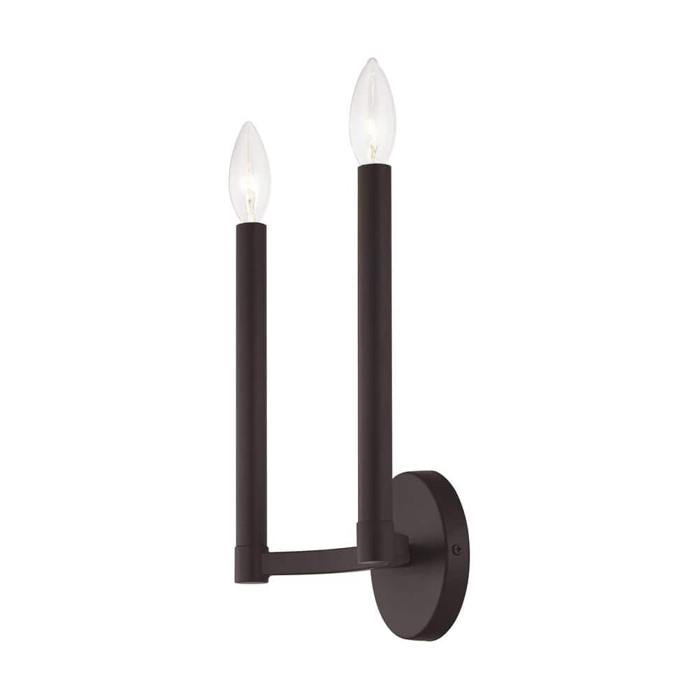 Bronze Double Candle 2-Light Wall Sconce