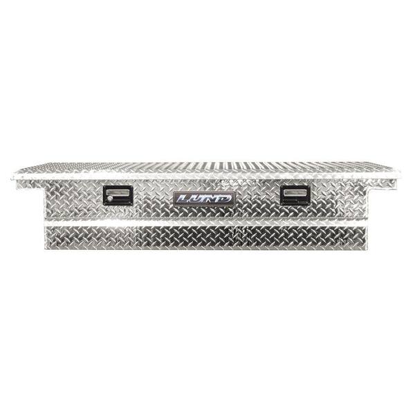 Lund 70 in Diamond Plate Aluminum Full Size Crossbed Truck Tool Box with mounting hardware and keys included, Silver